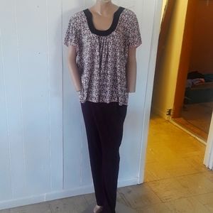 Kathie lee purple pants and brittany black blouse top
